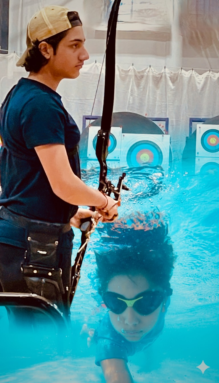 A lane line dissolving into an archery range—first steps back to sport